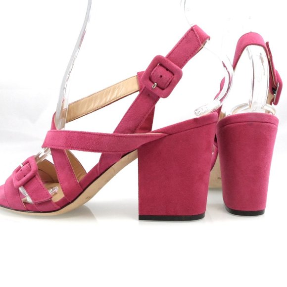 NEW$455 SERGIO ROSSI Royal Suede Block Heel Sandals Strappy Buckled Slingback 37 - Picture 12 of 17